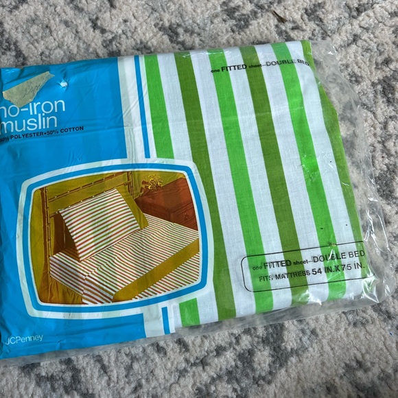 vintage Pennys Bedding Vintage Green Striped Fitted Sheet Poshmark